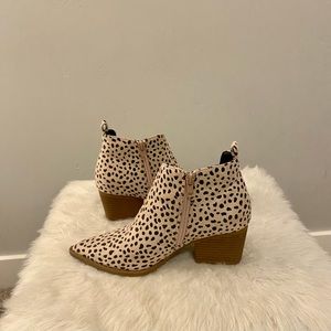 Blush and black ankle boots